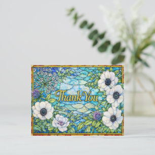 Cartão Postal Vibrante Vidro Pintado Floral Agradecimento Inspir
