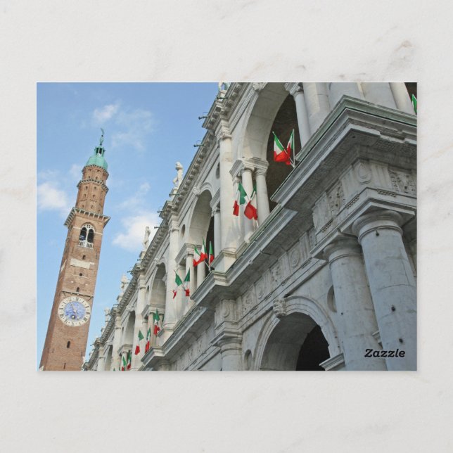 Cartão Postal Vicenza - Itália: Torre Basilica Palladiana (Verso)