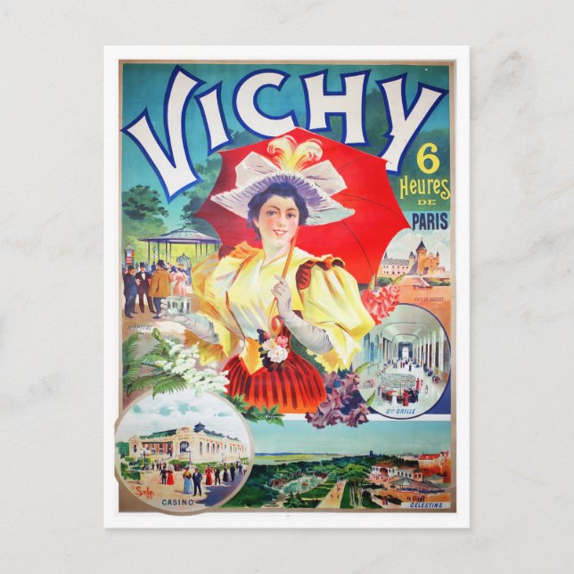 Cartão Postal Vichy France viagens vintage (Frente)