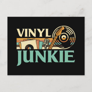 Cartão Postal Viciado em Vinil Discos LP Tocador de Discos Coleç