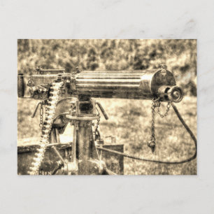 Cartão Postal Vickers Machine Gun Vintage