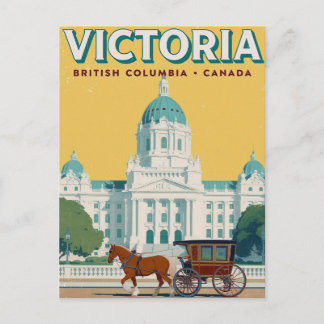 Cartão Postal Victoria BC Parlamento Retro
