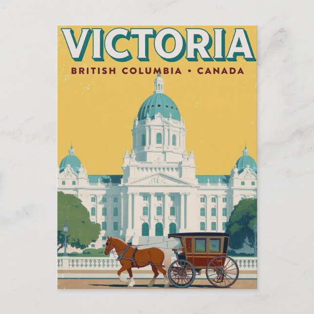 Cartão Postal Victoria BC Parlamento Retro (Frente)