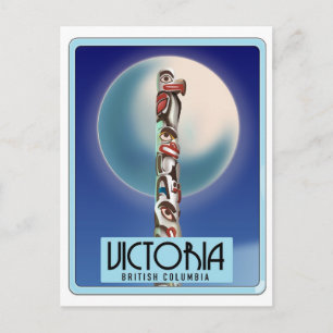 Cartão Postal Victoria British Columbia Totem Pole.