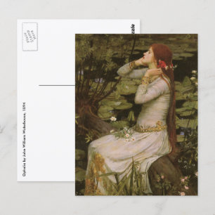 Cartão Postal Victorian Art, Ophelia by Pond by Waterhouse