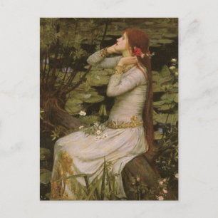 Cartão Postal Victorian Art, Ophelia by Pond by Waterhouse