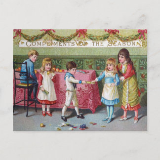 Cartão Postal Victorian Children's Christmas Greeting