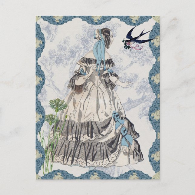 Cartão Postal Victorian Lady Blue (Frente)