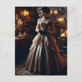 Cartão Postal Victorian Vintage Misteriosa Mulher Elegante