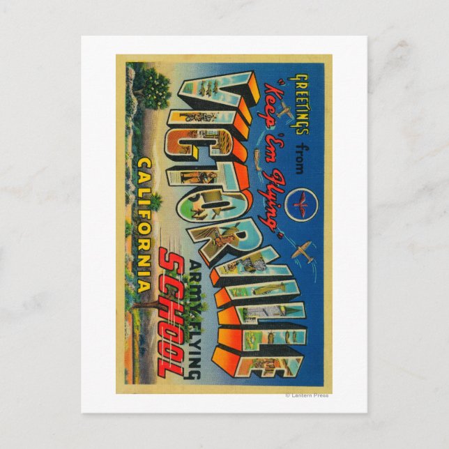 Cartão Postal Victorville, Califórnia - Escola Militar Voadora (Frente)