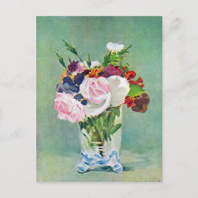 Cartão Postal Vida contínua com flores por Edouard Manet (Frente)
