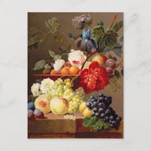 Cartão Postal Vida contínua com fruta e flores