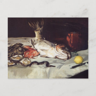 Cartão Postal Vida contínua com peixes - Edouard Manet