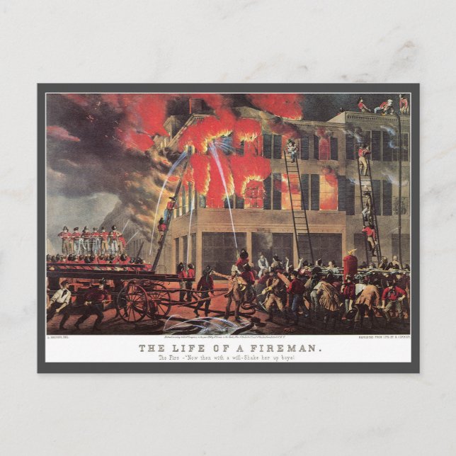 Cartão Postal Vida de bombeiro, fogos de artifício de negócios v (Frente)