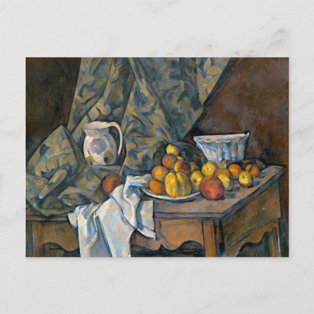 Cartão Postal Vida de Paul Cezanne | ainda com maçãs e pêssegos, (Frente)