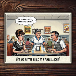 Cartão Postal Vida Divertida Garçonete Restaurante Humor