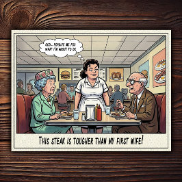 Cartão Postal Vida Divertida Garçonete Restaurante Humor