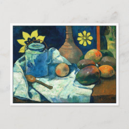 Cartão Postal Vida Estática com Bule e Fruta por Gauguin