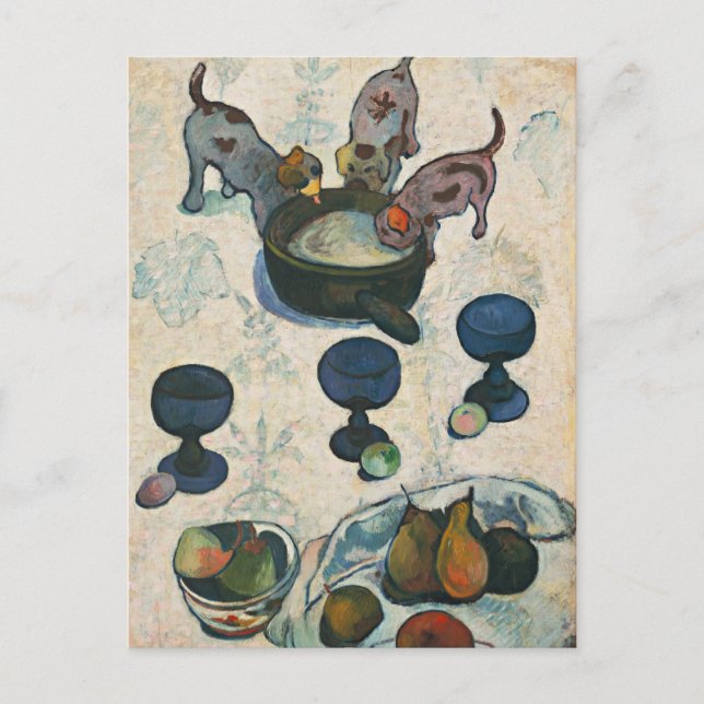 Cartão Postal Vida Estática com Três Cachorros | Paul Gauguin (Frente)