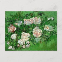 Cartão Postal Vida Estática - Vaso com Rosas Rosa Vincent van Go