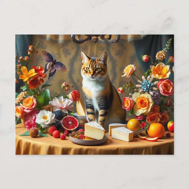 Cartão Postal Vida eterno Estática com Gato e Produto (Frente)