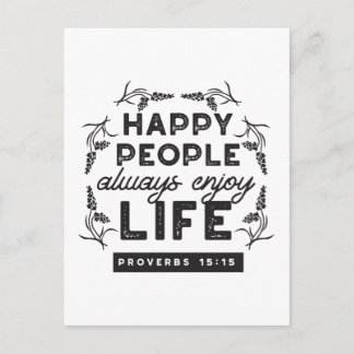 Cartão Postal Vida Feliz com Fé – Provérbios 15:15 Arte