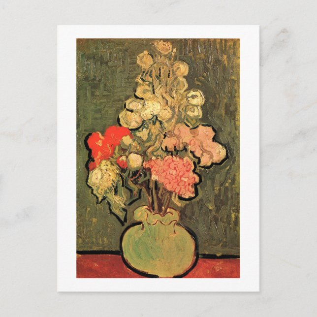 Cartão Postal Vida morta Vase Rosa-Mallows Van Gogh Belas Artes (Frente)