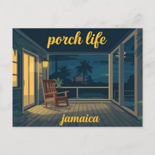 Cartão Postal Vida no alpendre jamaicano à noite
