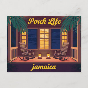 Cartão Postal Vida no alpendre jamaicano à noite