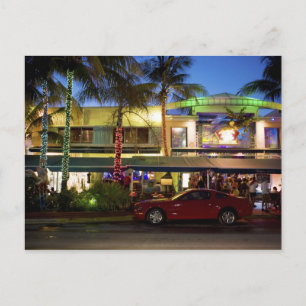 Cartão Postal Vida noturna na Ocean Drive, South Beach, Miami