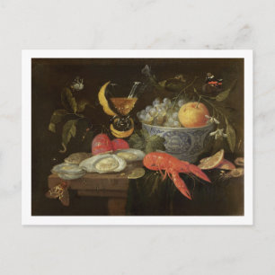 Cartão Postal Vida tranquila com Fruta e peixes de concha, 1653 