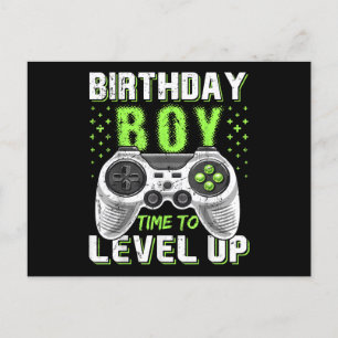 Cartão Postal Vídeo Game de Aniversário do Menino Subiu de Nível