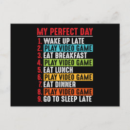 Cartão Postal Videos games cita o meu dia perfeito | Jogo Vídeo
