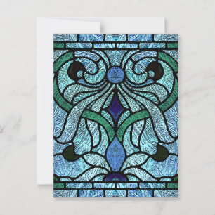 Cartão Postal Vidro Colorido Vitoriano em Azul Rico