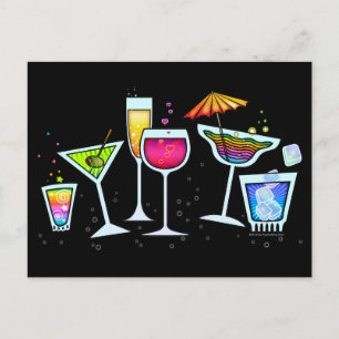 CARTÃO POSTAL VIDRO DE COCKTAIL