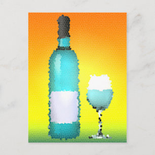Cartão Postal Vidro e garrafa de vinho: vidro colorido