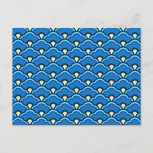Cartão Postal Vieiras Chinesas Decoração, Azul Oceano e Índigo