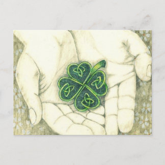 Cartão Postal Viel Glück, Keltischer Knoten, Kleeblatt,