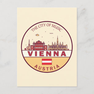 Cartão Postal Viena, Áustria, Cidade do Skyline Emblem