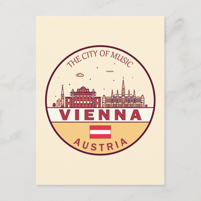 Cartão Postal Viena, Áustria, Cidade do Skyline Emblem (Frente)