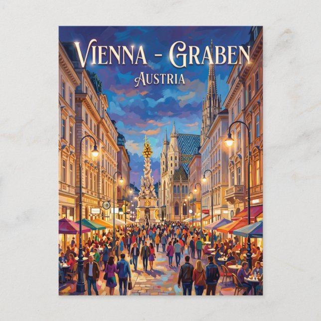 Cartão Postal Viena - Graben Áustria (Frente)