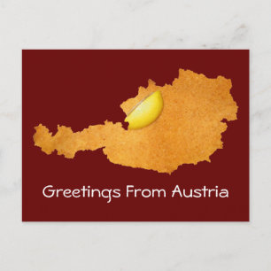 Cartão Postal Viennese Schnitzel - Mapa Da Áustria