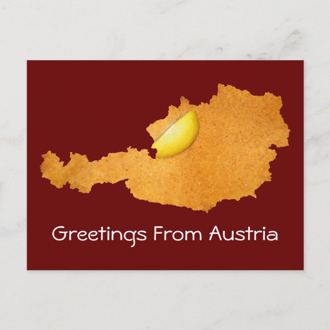 Cartão Postal Viennese Schnitzel - Mapa Da Áustria (Frente)