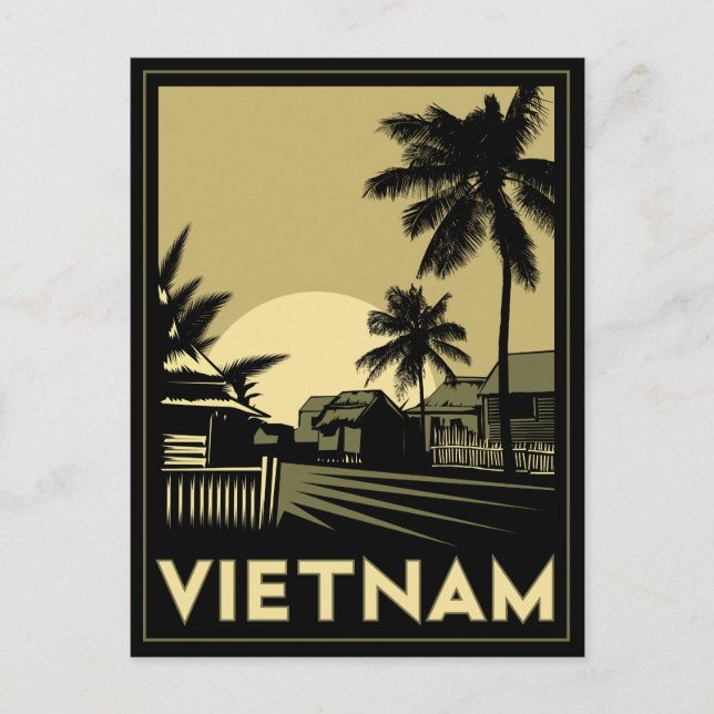Cartão Postal vietnam sudeste da ásia art déco retro viagem (Frente)