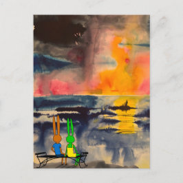 Cartão Postal vigiar o pôr do sol