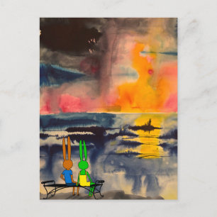 Cartão Postal vigiar o pôr do sol