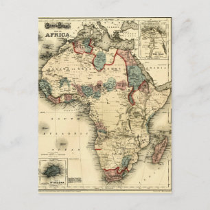 Cartão Postal Viintage 1874 Mapa da África - Antiquado Impress