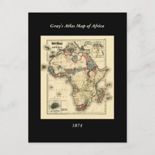 Cartão Postal Viintage 1874 Mapa da África - Antiquado Impressão