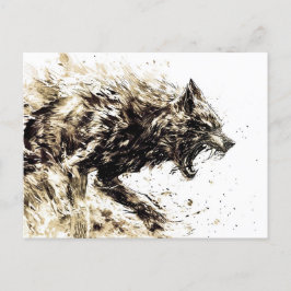 Cartão Postal Viking Pen Drawing of a Norse God Fenris wolf