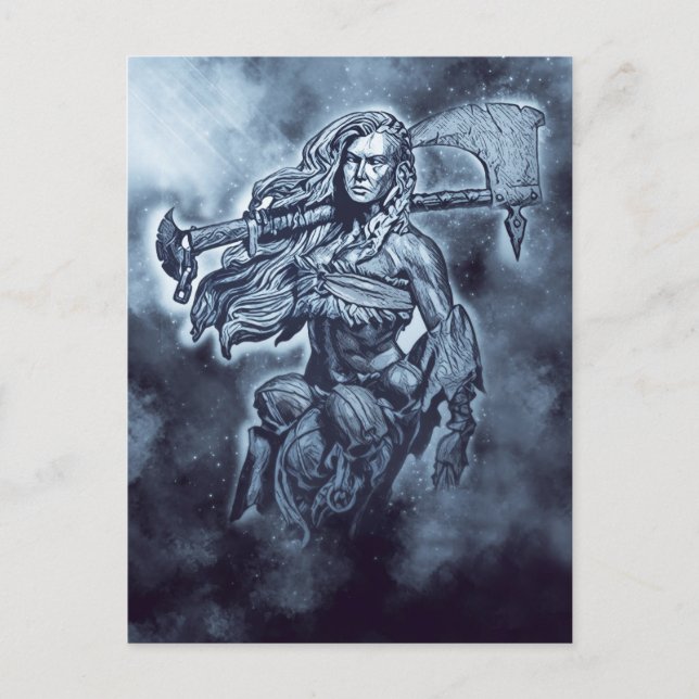 Cartão Postal VIKING Shieldmaiden Fierce Female Warrior Art (Frente)